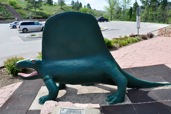 dimetrodon ouside of the gift shop